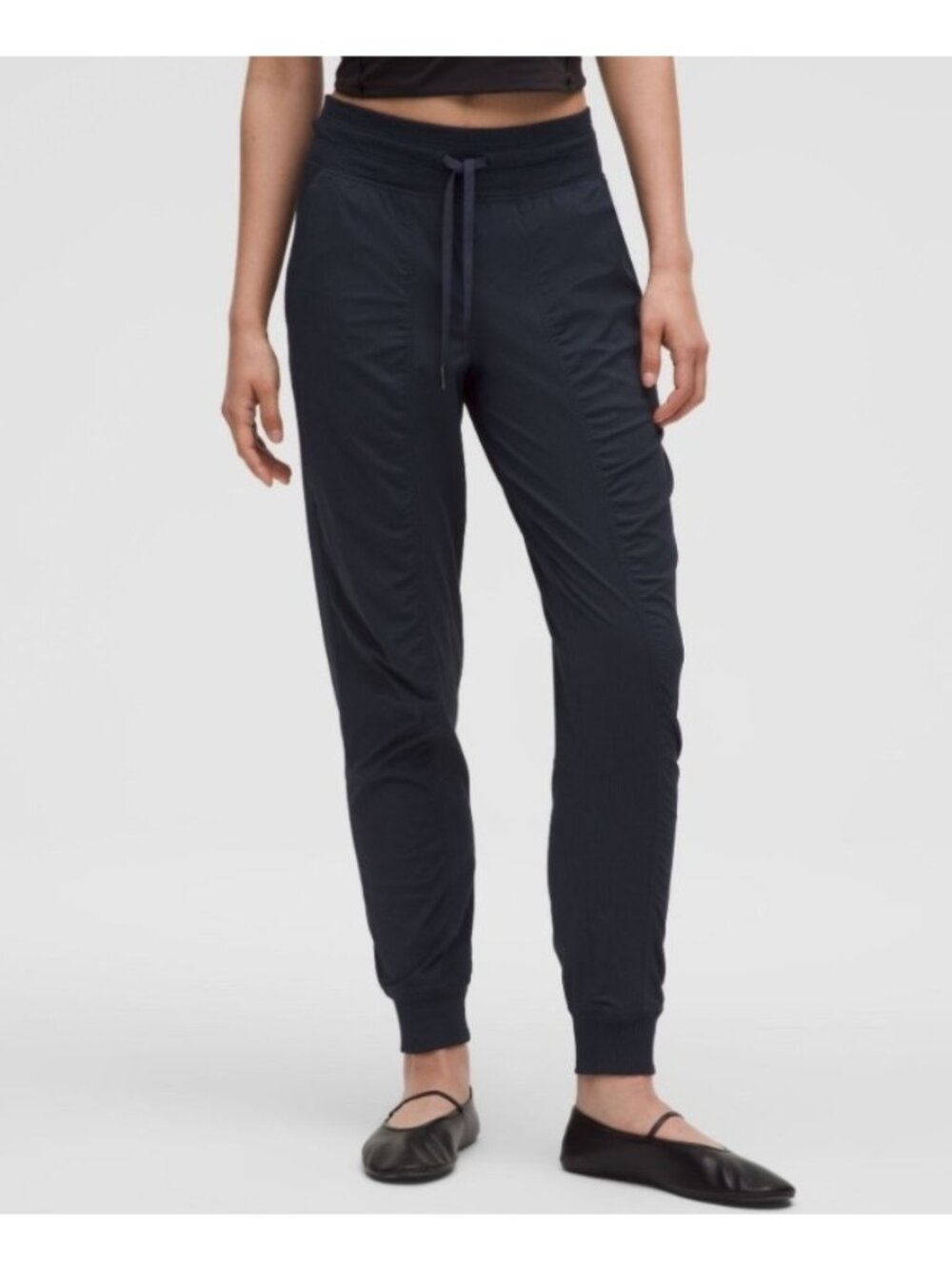 Lululemon Studio Dance Joggers Black Mid-Rise Relaxed-Fit Ruched Pull-On Small